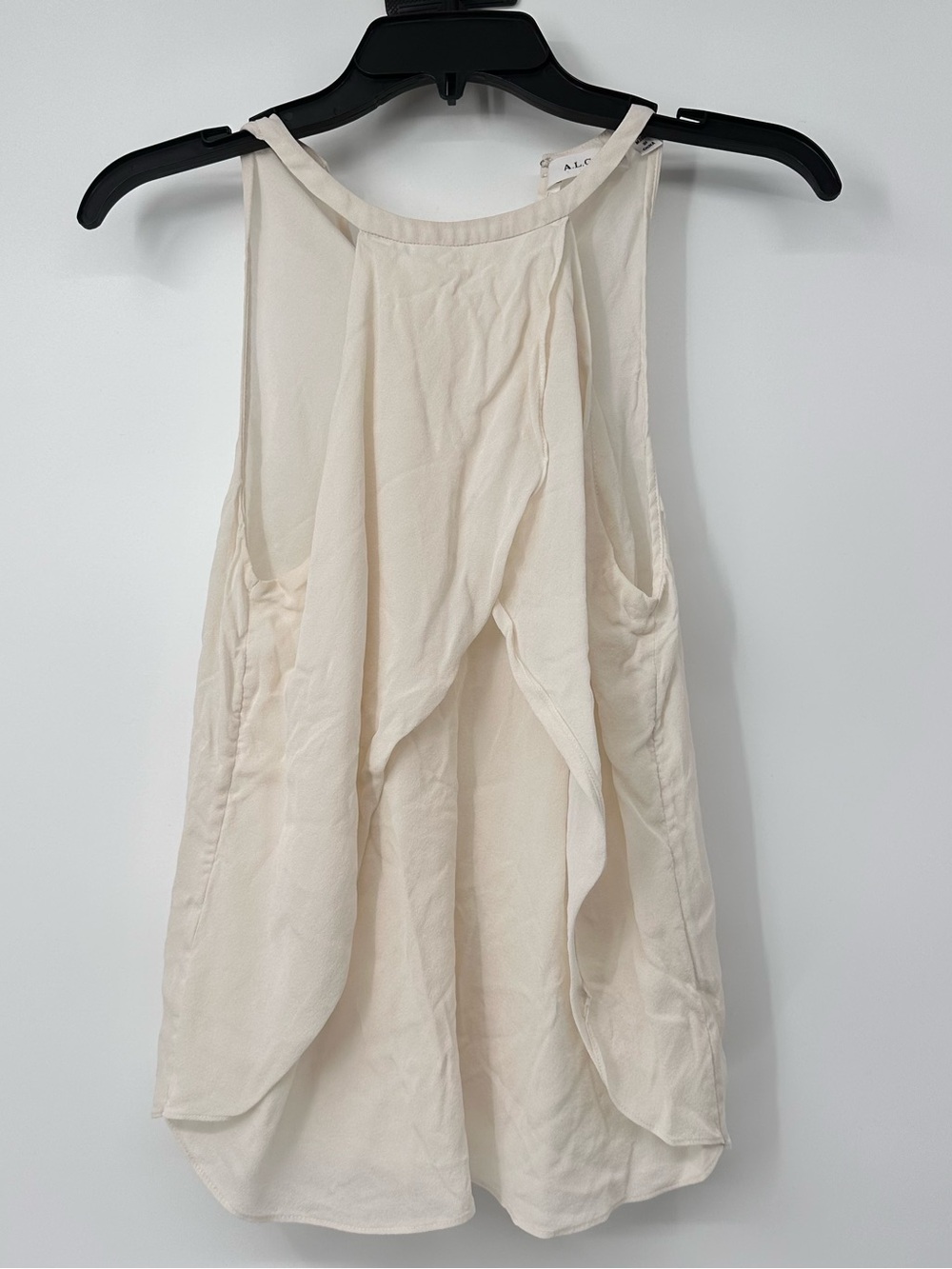 A.L.C. Women's Cream Halter Overlay Tank Top Silk Size S